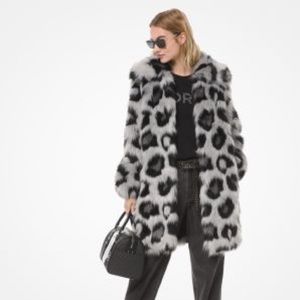 Michael Kors Animal Printed Faux Fur Jacket